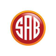 circle initial letter SAB logo vector