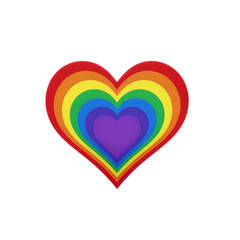 Vibrant rainbow heart in gradient colors isolated