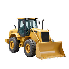 Yellow Wheel Loader With Raised Bucket