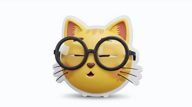 Cute Orange Cat Wearing Glasses Animation Character Mascot