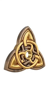 Golden Celtic Triquetra Symbol Loop Animation Gold Metal Background Footage