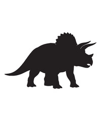 Fototapeta premium Black silhouette vector illustration of a triceratops dinosaur isolated on white