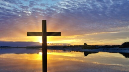 Dark Christian Cross Sunrise 