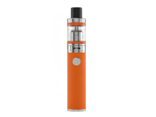 Orange electronic cigarette vape pen isolated on transparent background