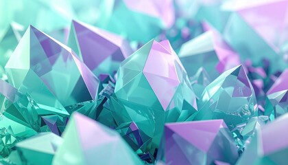 Close-up of clustered, faceted crystals in pastel teal and lavender hues