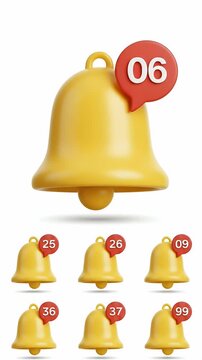 Golden Notification Bell Icon Alerts With Red Bubble Count