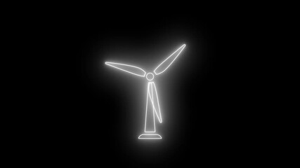 Abstract glowing neon renewable ecological energy and wind. generator technology for generating electricity supply Holographic on a black background windmill wind turbines animation.  - Powered by Adobe