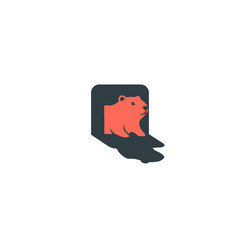 Groundhog day shadow icon with groundhog perched on single rock block vector illustration