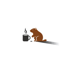Groundhog day shadow icon with groundhog emerging from rounded square burrow vector illustration