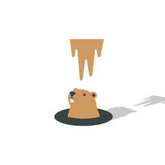 Groundhog day shadow icon with groundhog and single boot silhouette vector illustration