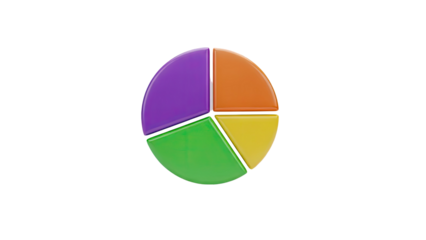 3D Colorful 3D Pie Chart on transparent background