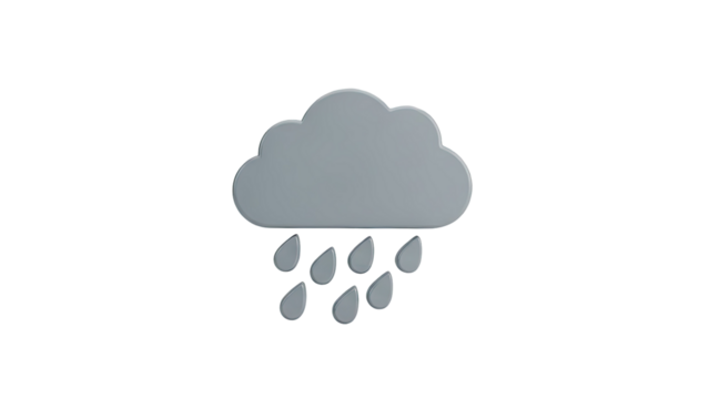 3D Cloud and Rain Icon on transparent background - Powered by Adobe