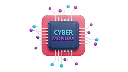 3D Cyber Monday Sale Event on transparent background