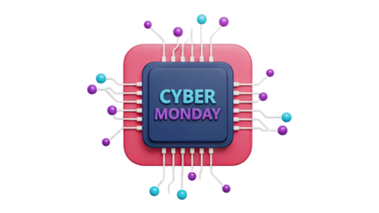 3D Cyber Monday Sale Event on transparent background