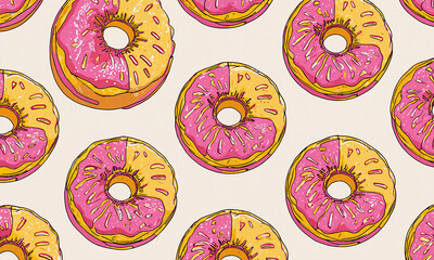 Donut Color Joy - vibrant bakery pattern radiating cheerful symmetry.