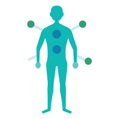 Human Body Mapped With Biotech Health Nodes And Data