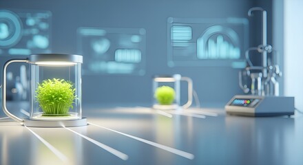 Sustainable Plant Growth Experiment in a Futuristic Biotechnology Laboratory