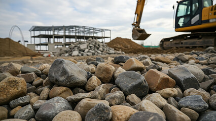 Obraz premium Reusable waste from old buildings construction demolition material recovery circular economy opportunity construction debris recycling sustainable resource management, Sustainable Construction