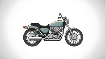 Fototapeta premium Classic Motorcycle Illustration - Detailed Side View of a Vintage Cruiser.