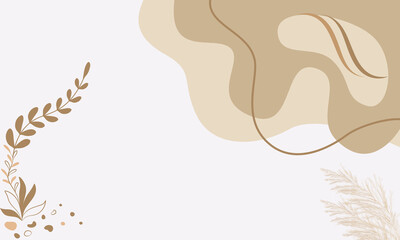 A stylish brown and beige background highlighted by a leaf and lines wallpaper