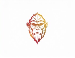 Obraz premium Vibrant gradient gorilla head illustration, a powerful symbol of strength and untamed energy, perfect for bold branding or dynamic apparel designs