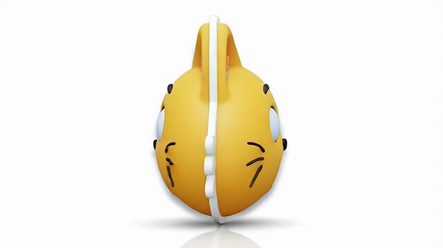 Cute Yellow Cat Face Animation Motion Graphic Simple Playful White Background