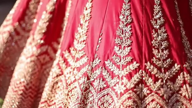 Red Indian Bridal Dress Details.