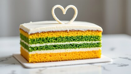Vibrant Layered Sponge Cake with Heart Frosting