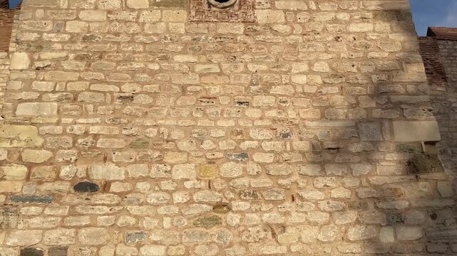 Topkapi Palace fortified wall at Sultanahmet District in Istanbul, Turkey. (4K tilt video)