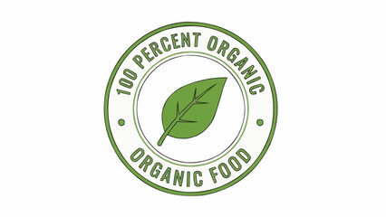 100 Percent Organic Food Label with Green Leaf Symbol.