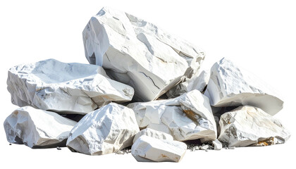 Jagged, chalky white stones form a weathered, overlapping heap