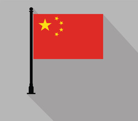 China flag on pole flat design