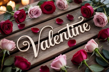 Valentines day celebration with roses and love