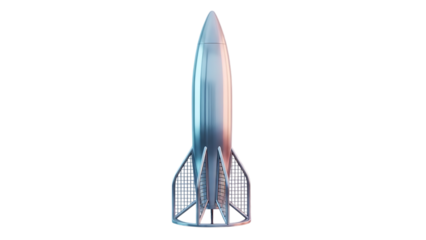 Retro rocket display piece isolated on transparent background