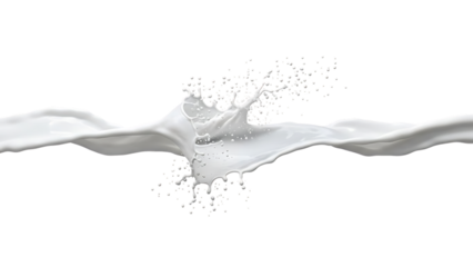 Milk splashing in slow motion isolated on transparent background