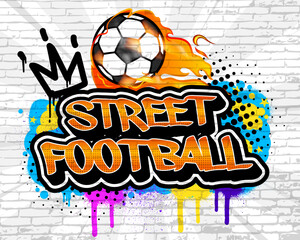 Street football graffiti background vector illustration