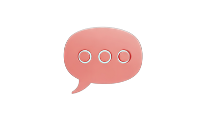 3D Speech bubble with three dots on transparent background