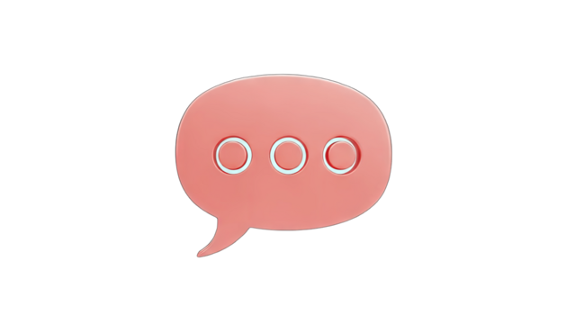 3D Speech bubble with three dots on transparent background - Powered by Adobe