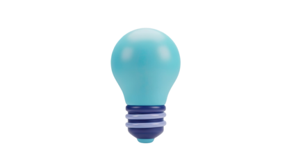3D Stylized blue light bulb on a transparent background