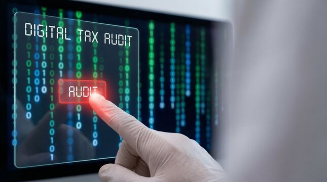 Digital assets and crypto tax audit insights virtual office data analysis cyber environment close-up view financial concepts explored - Powered by Adobe