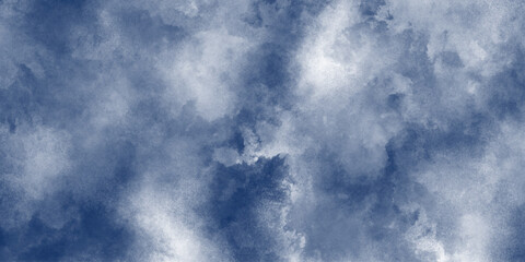 Fototapeta premium Blue powder explosion on white background, blue sky with white cloud Watercolor stain with hand paint, abstract blue sky watercolor background.