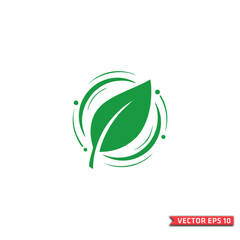 Leaf with Swirling Motion Icon Logo
