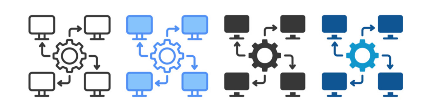 Parallel Processing Icon Set Multiple Style Collection