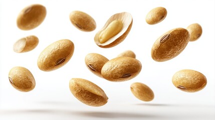 Obraz premium Soybeans levitate isolated on a white background.