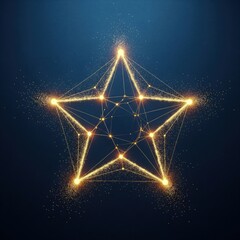 Star Christmas Gold Blue Background Geometric Abstract Constellation Glowing Magic Technology