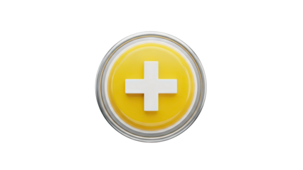 3D Add button icon with plus symbol on transparent background