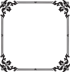 Obraz premium Black ornate corner border with floral elements frame