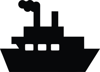 Obraz premium travel steamer silhouette vector illustration on transparent background