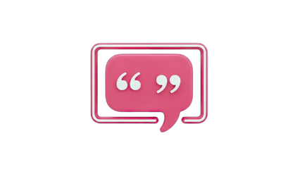 3D Speech Bubble with Quotation Marks on transparent background