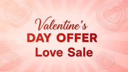 Valentine's Day sale banner with hearts, romantic typography, and soft pink gradient background.